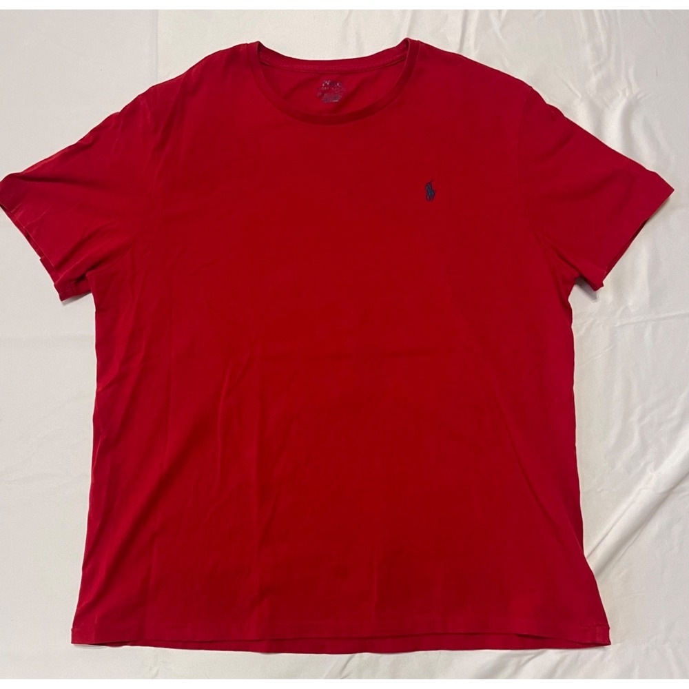 Polo Ralph Lauren T-Shirt Sz XL Short Sleeve Crew‎ Neck Red Basic Logo Solid